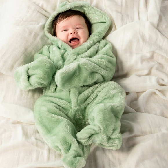 Magnetic Me Soft Spruce Minky Bear Footie Pajamas 9-12 Months New With Tags - Picture 2 of 6